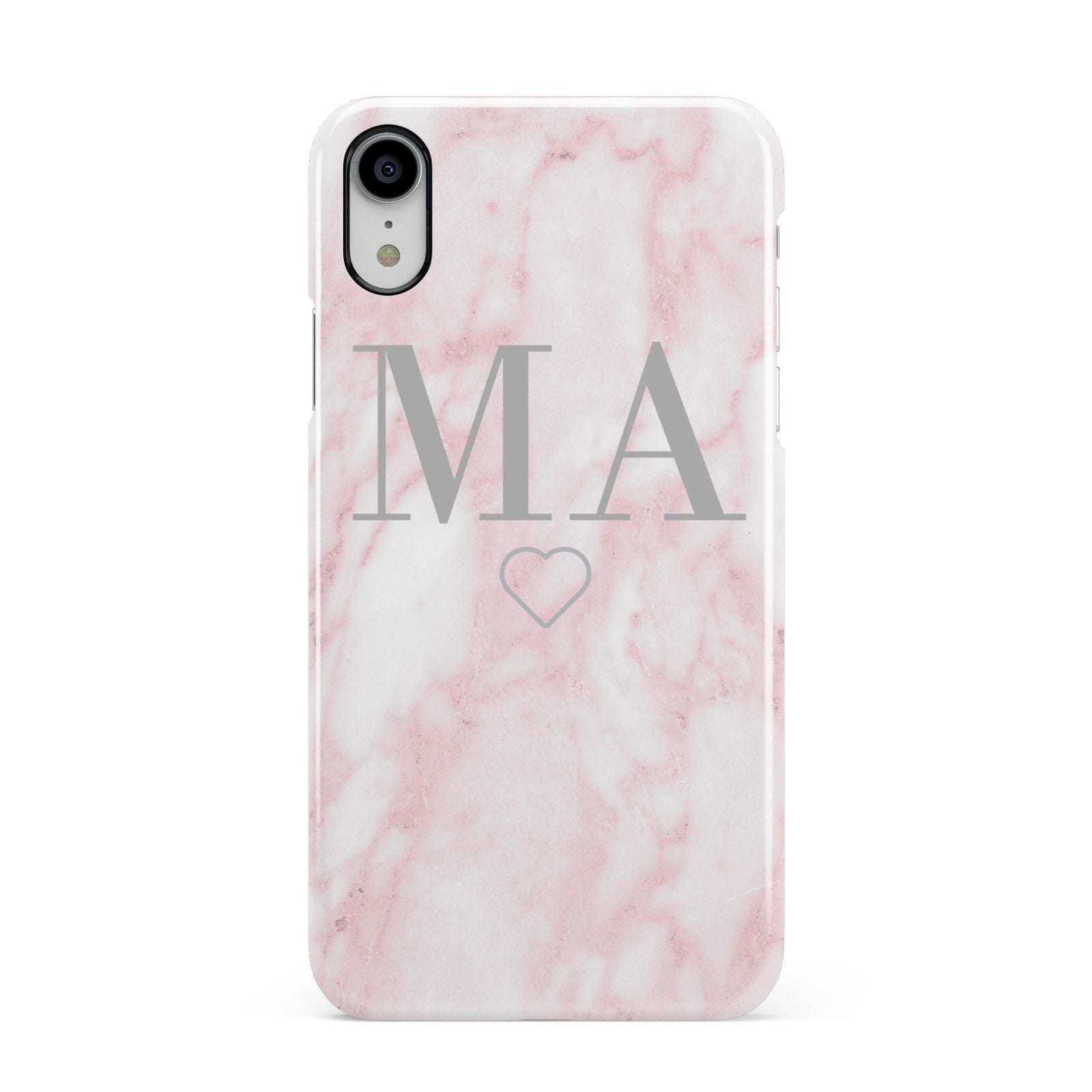 Personalised Blush Marble Initials Apple iPhone XR White 3D Snap Case