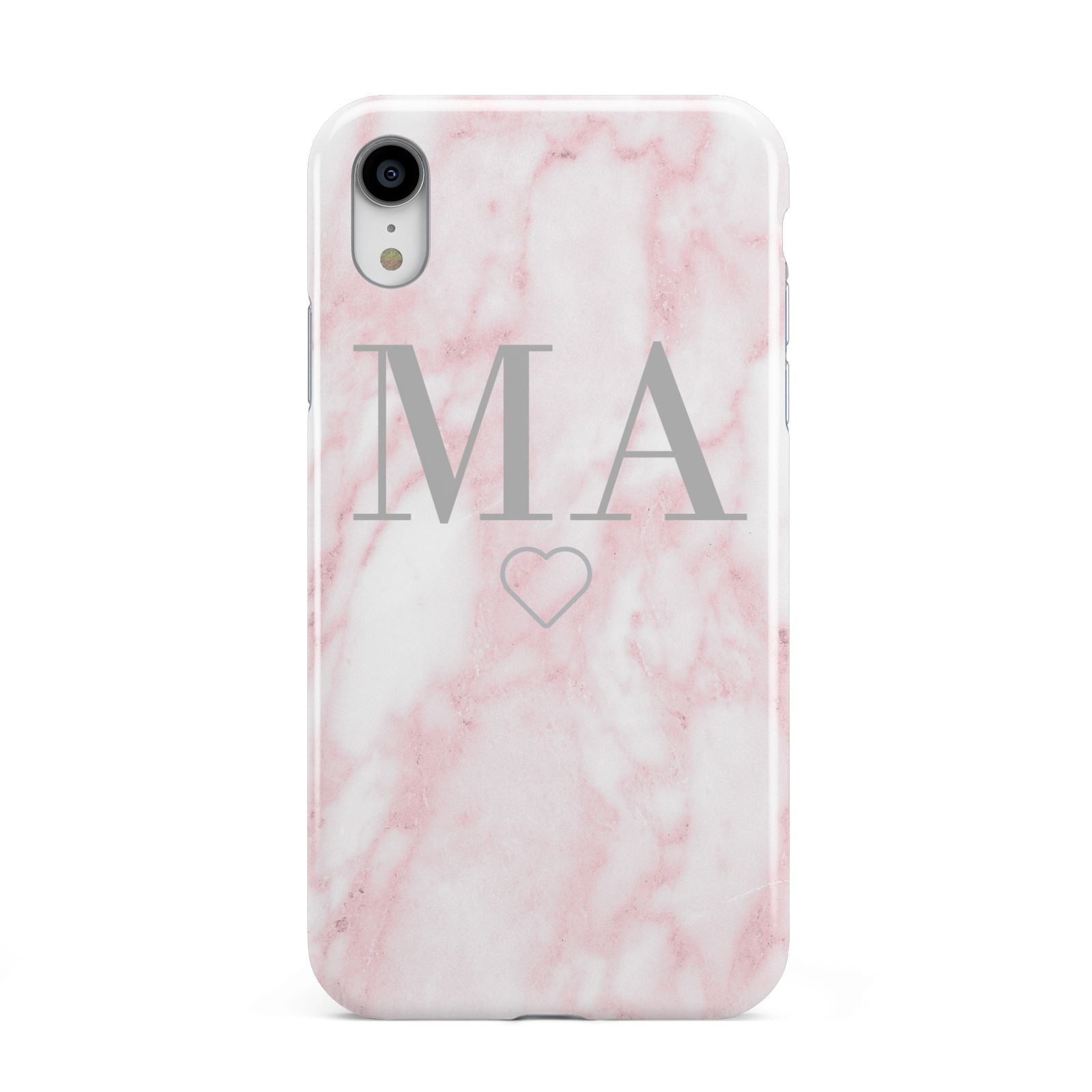 Personalised Blush Marble Initials Apple iPhone XR White 3D Tough Case