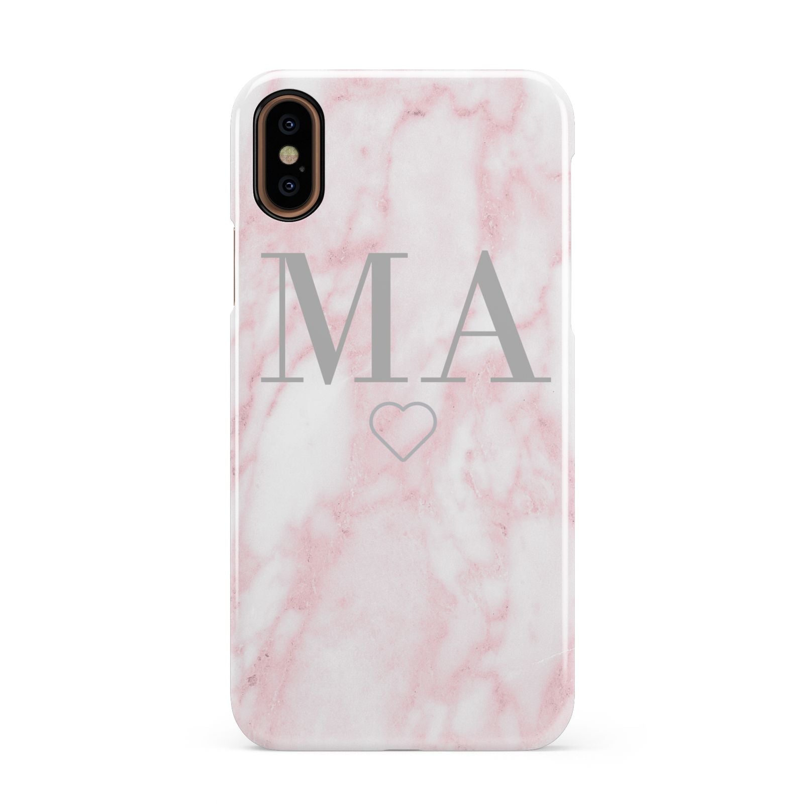 Personalised Blush Marble Initials Apple iPhone XS 3D Snap Case