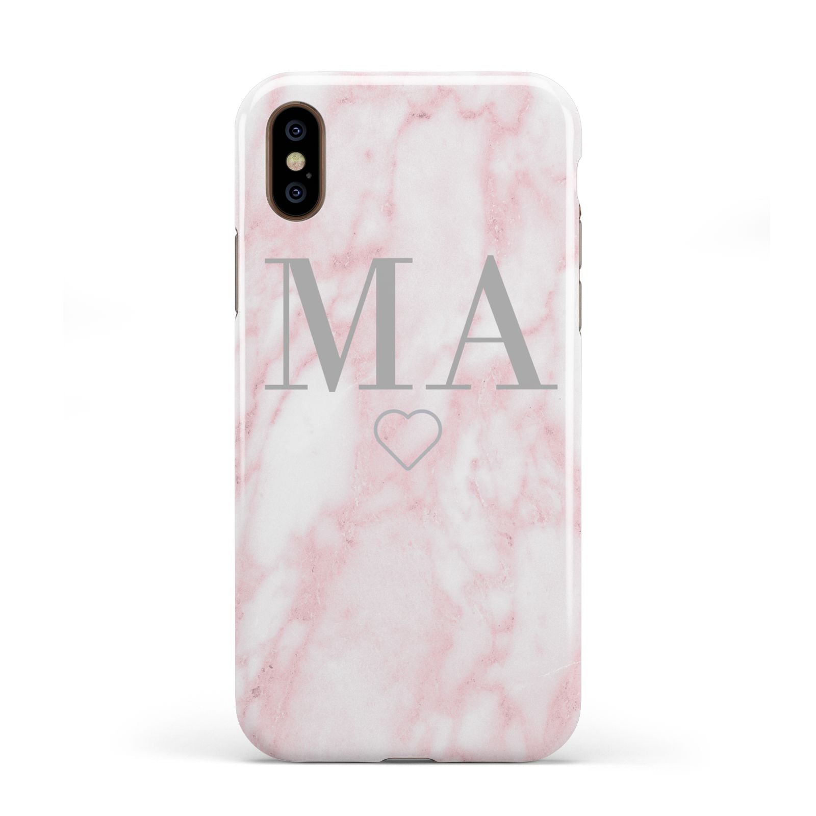 Personalised Blush Marble Initials Apple iPhone XS 3D Tough