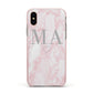 Personalised Blush Marble Initials Apple iPhone Xs Impact Case Pink Edge on Gold Phone