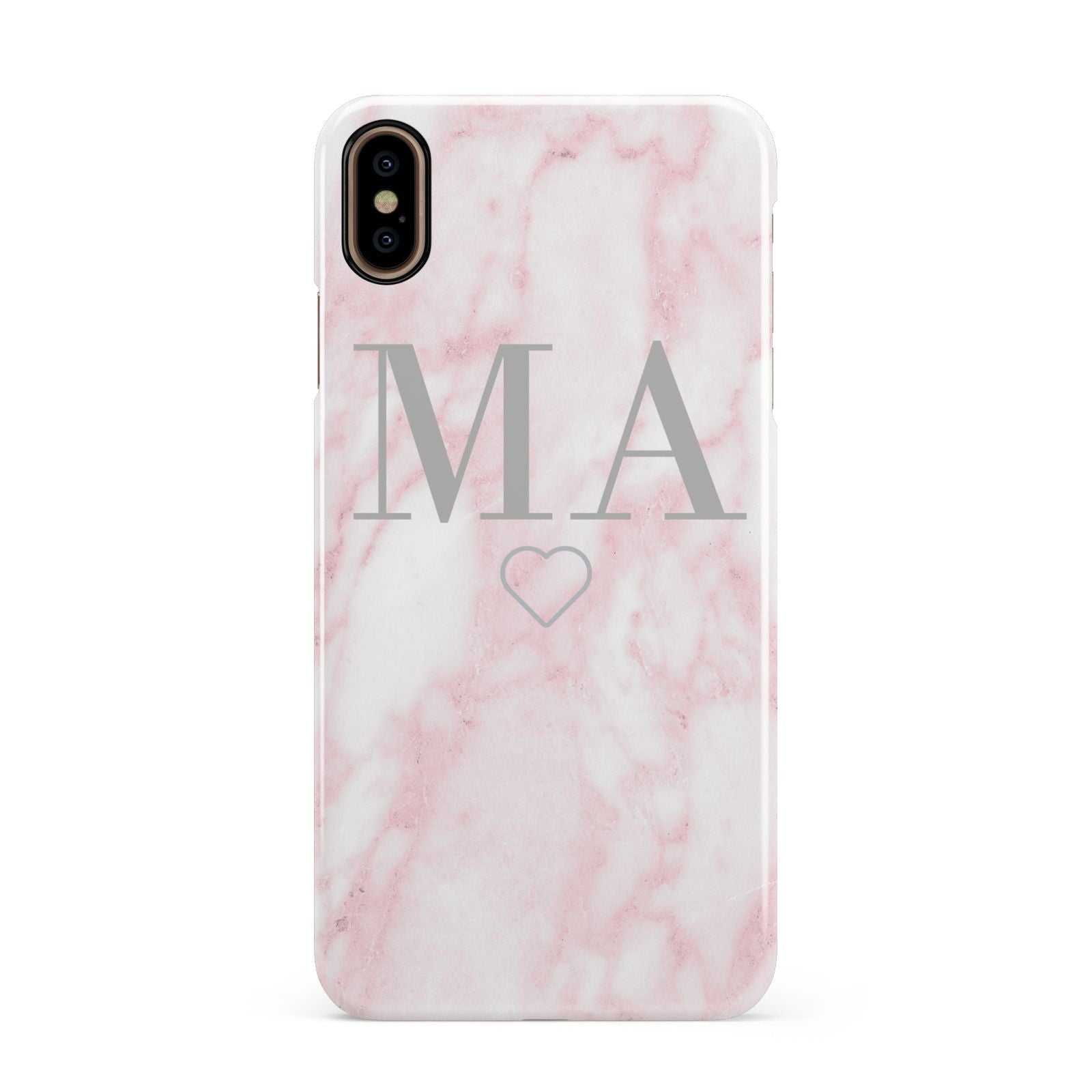 Personalised Blush Marble Initials Apple iPhone Xs Max 3D Snap Case