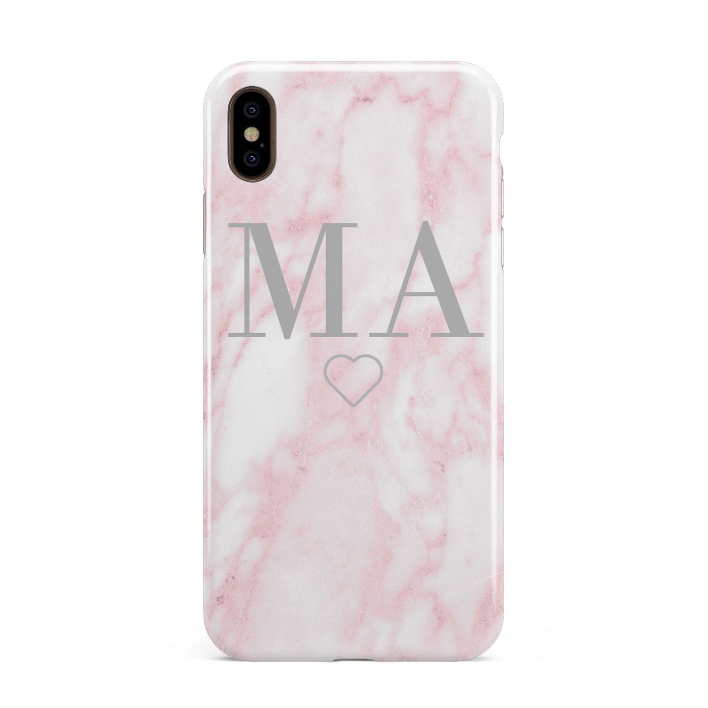 Personalised Blush Marble Initials Apple iPhone Xs Max 3D Tough Case