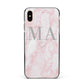 Personalised Blush Marble Initials Apple iPhone Xs Max Impact Case Black Edge on Gold Phone