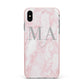 Personalised Blush Marble Initials Apple iPhone Xs Max Impact Case Pink Edge on Silver Phone