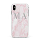 Personalised Blush Marble Initials Apple iPhone Xs Max Impact Case White Edge on Black Phone