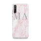 Personalised Blush Marble Initials Huawei Enjoy 10s Phone Case