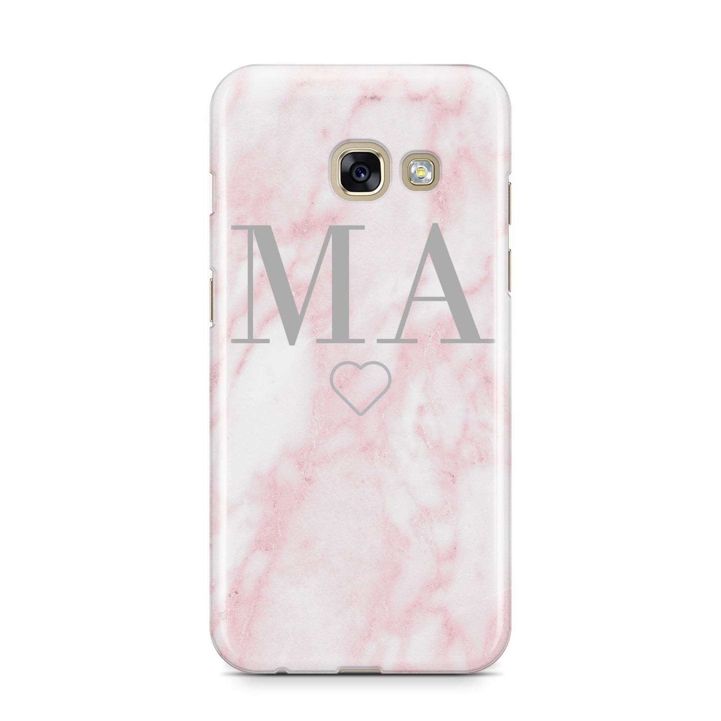 Personalised Blush Marble Initials Samsung Galaxy A3 2017 Case on gold phone