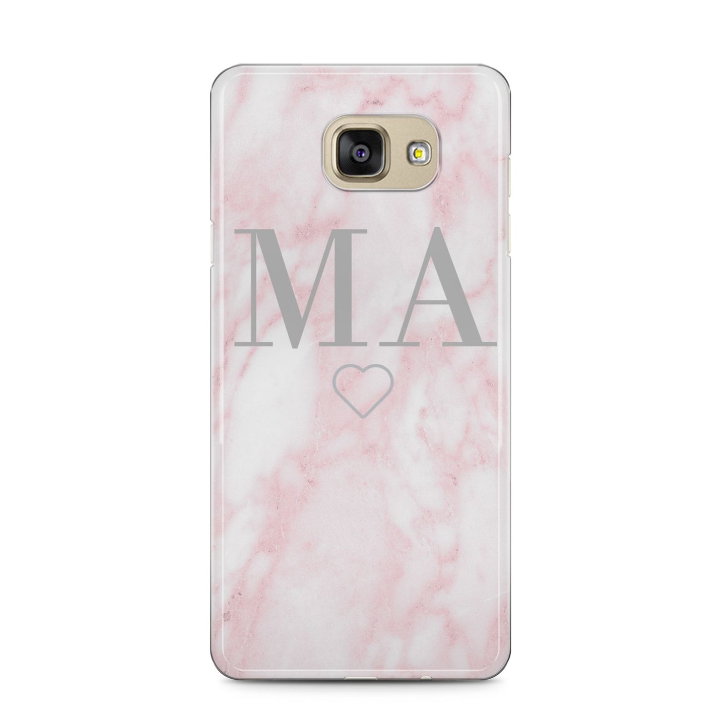Personalised Blush Marble Initials Samsung Galaxy A5 2016 Case on gold phone