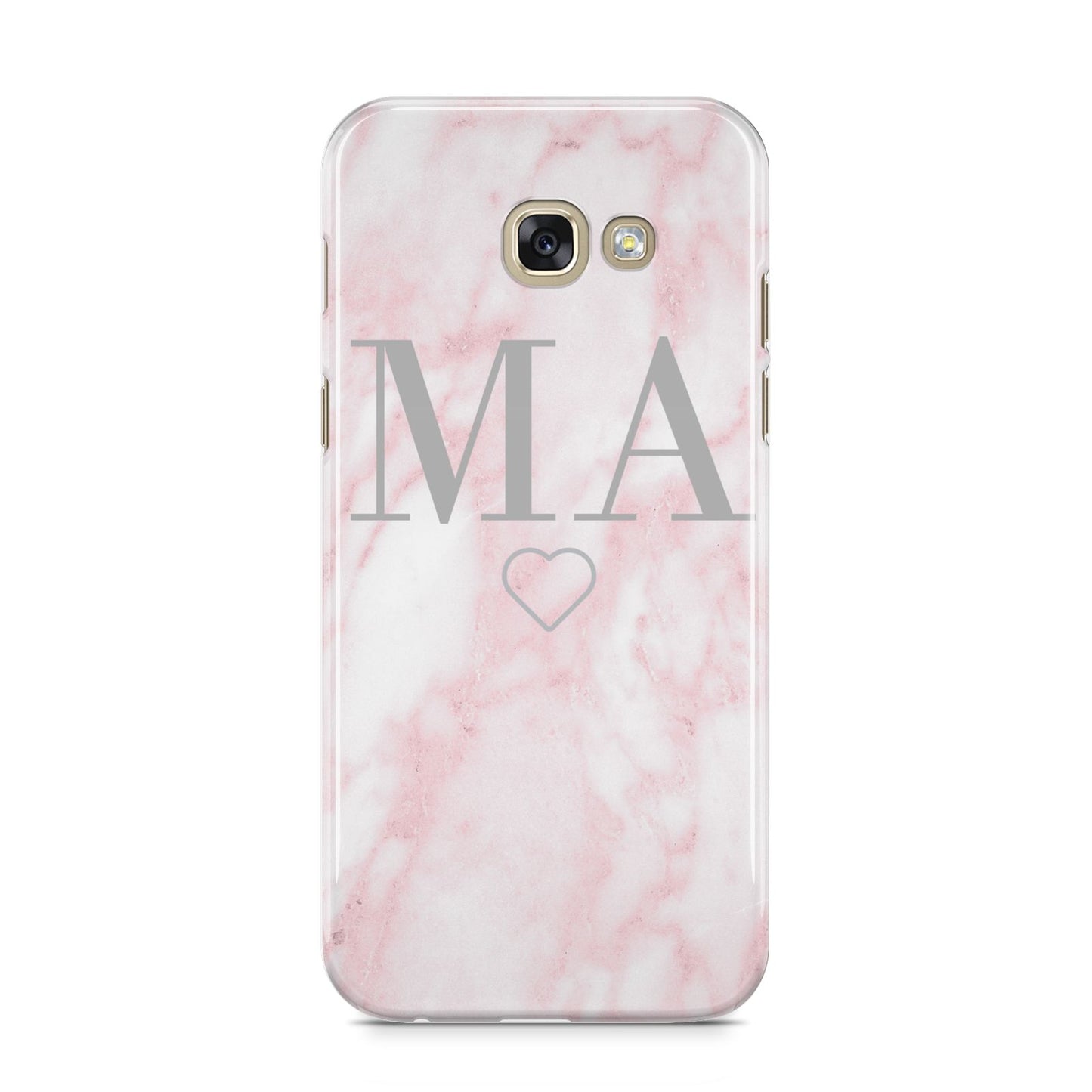 Personalised Blush Marble Initials Samsung Galaxy A5 2017 Case on gold phone
