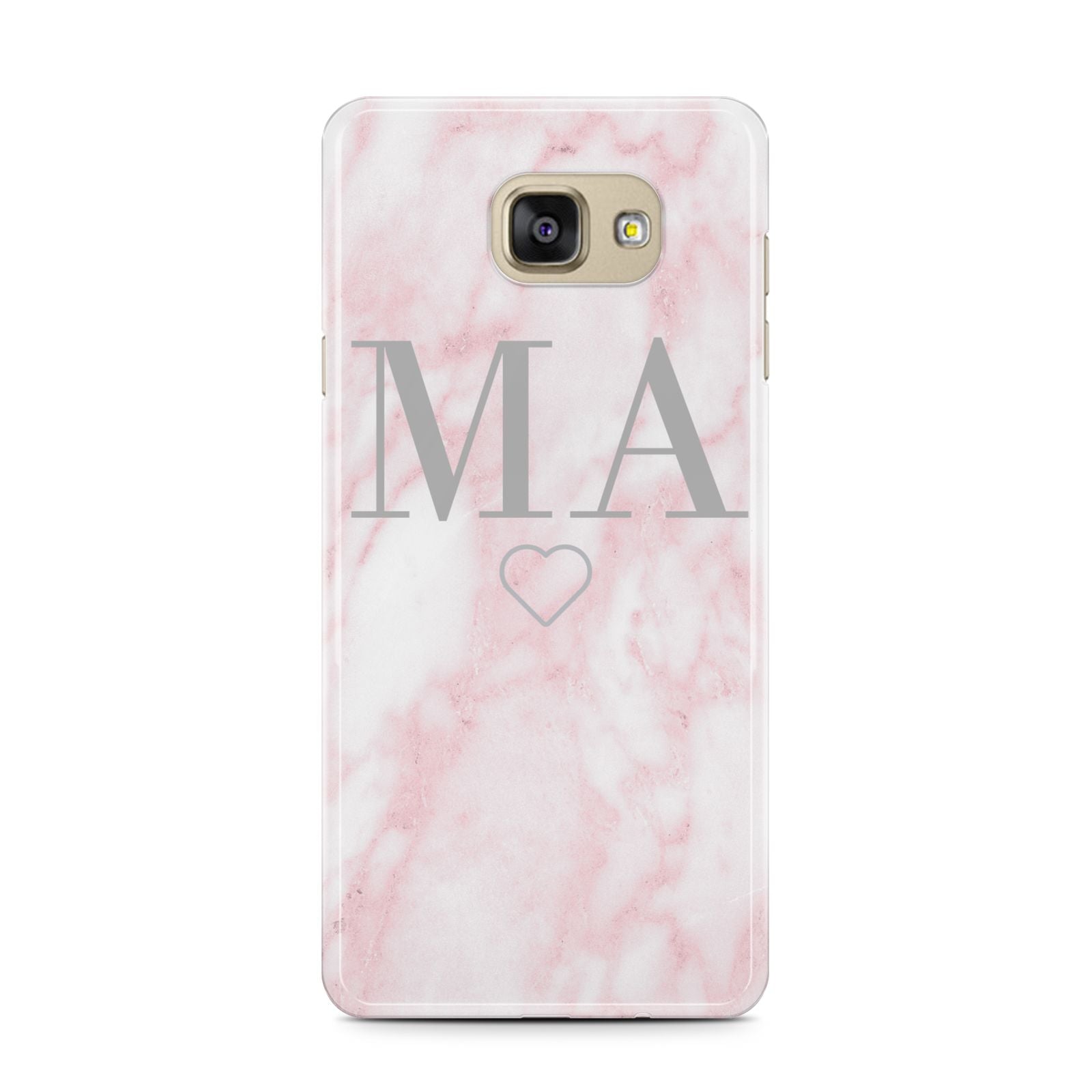 Personalised Blush Marble Initials Samsung Galaxy A7 2016 Case on gold phone