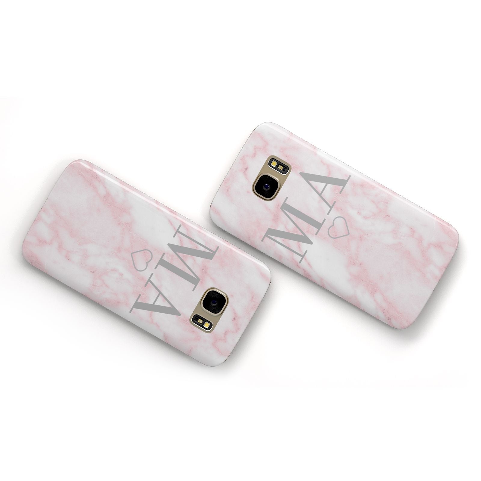 Personalised Blush Marble Initials Samsung Galaxy Case Flat Overview