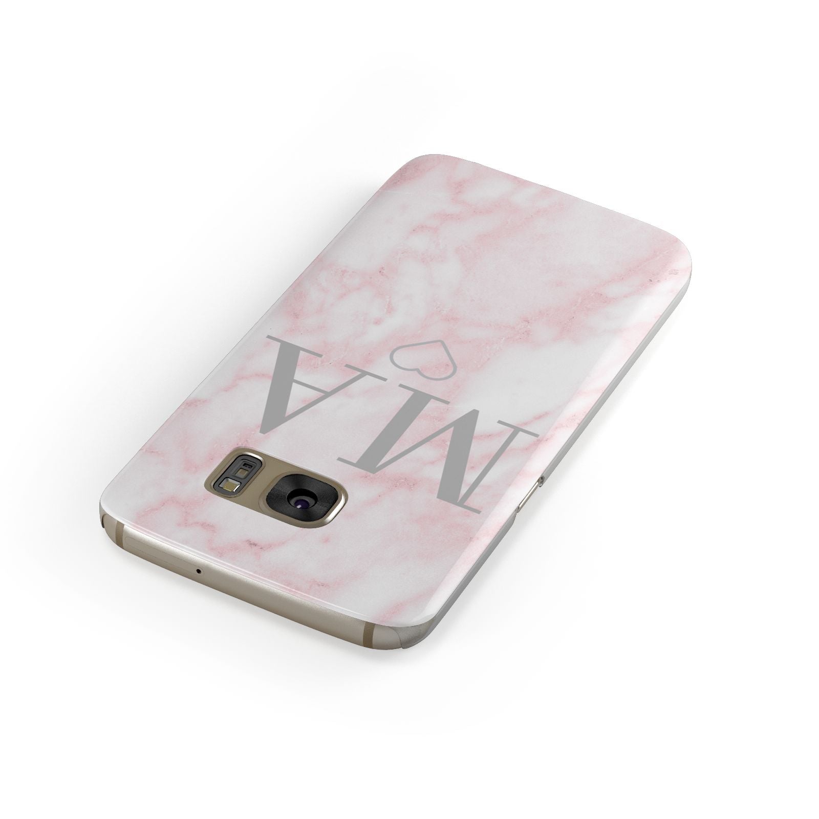 Personalised Blush Marble Initials Samsung Galaxy Case Front Close Up