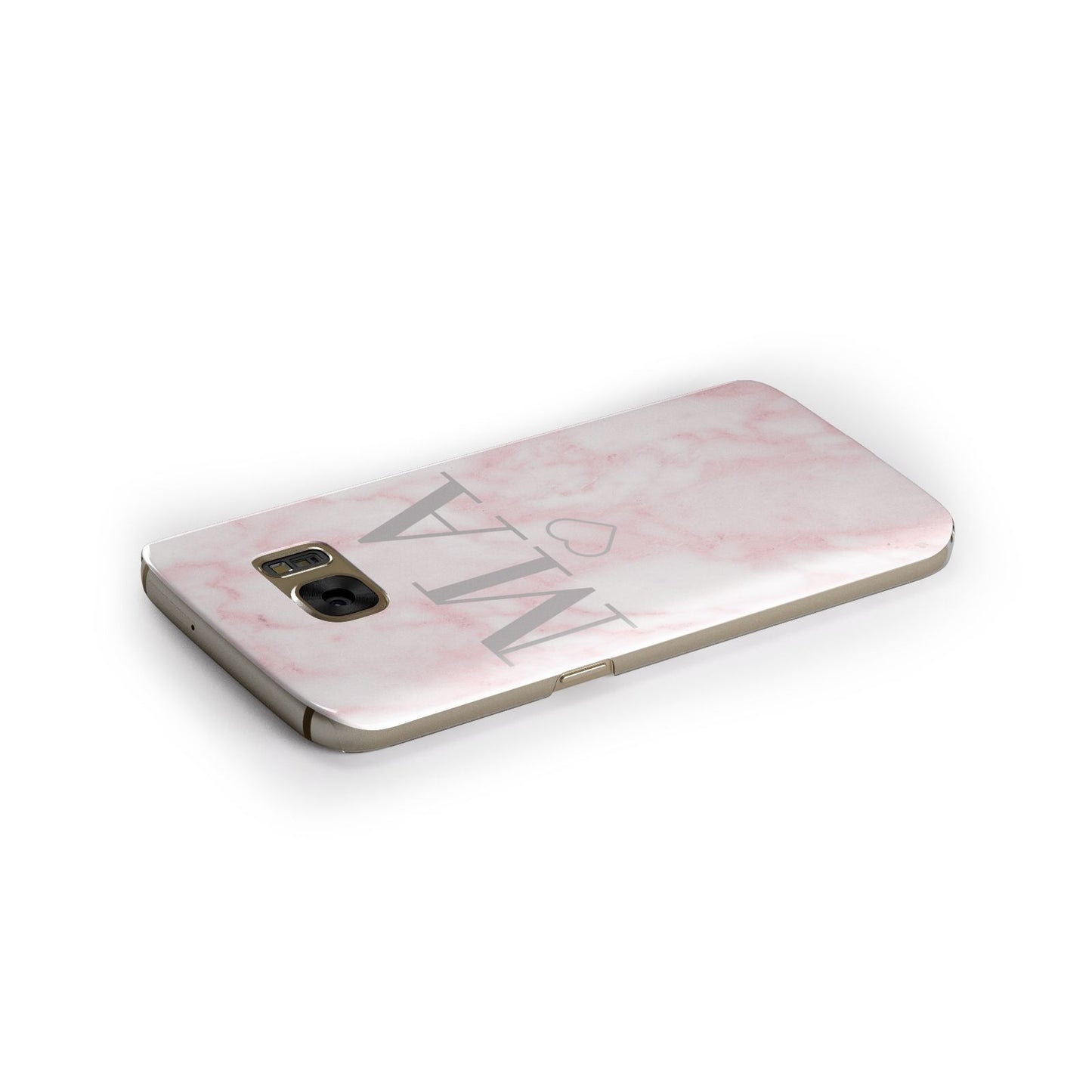 Personalised Blush Marble Initials Samsung Galaxy Case Side Close Up