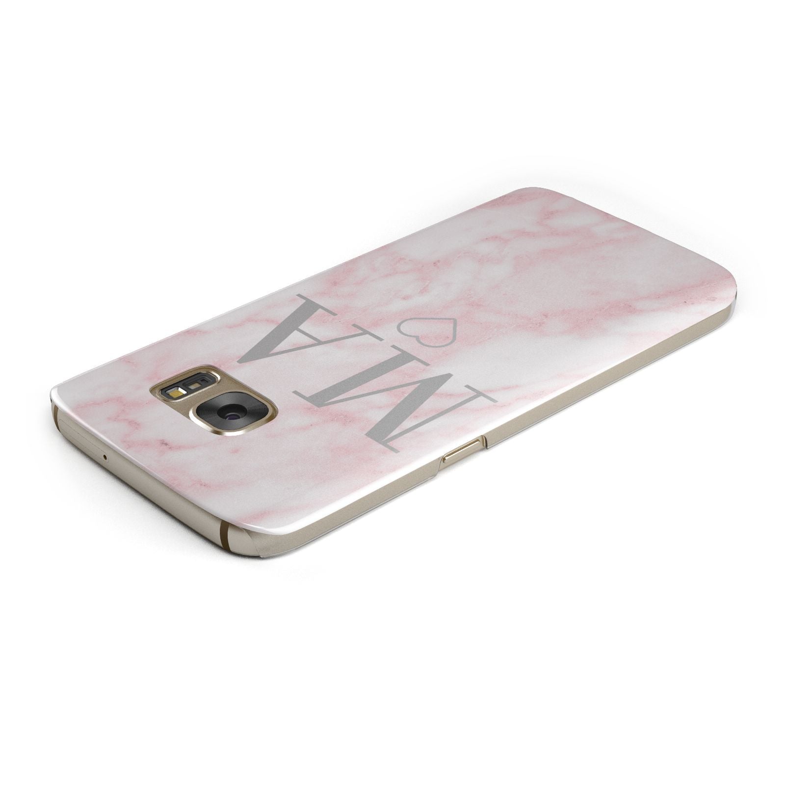 Personalised Blush Marble Initials Samsung Galaxy Case Top Cutout