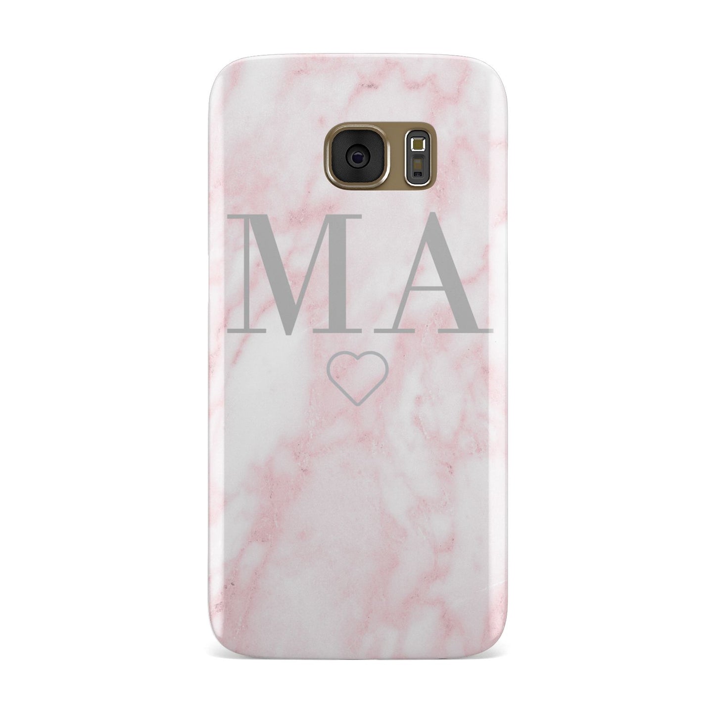 Personalised Blush Marble Initials Samsung Galaxy Case