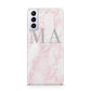 Personalised Blush Marble Initials Samsung S21 Plus Case