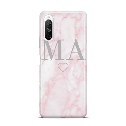 Personalised Blush Marble Initials Sony Xperia 10 III Case