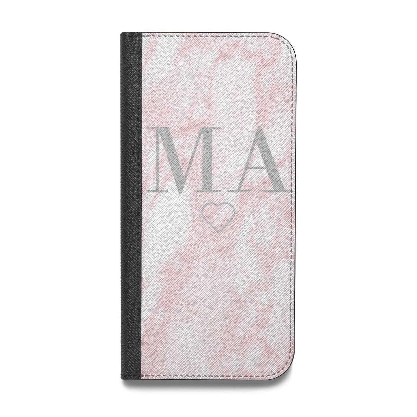 Personalised Blush Marble Initials Vegan Leather Flip Samsung Case
