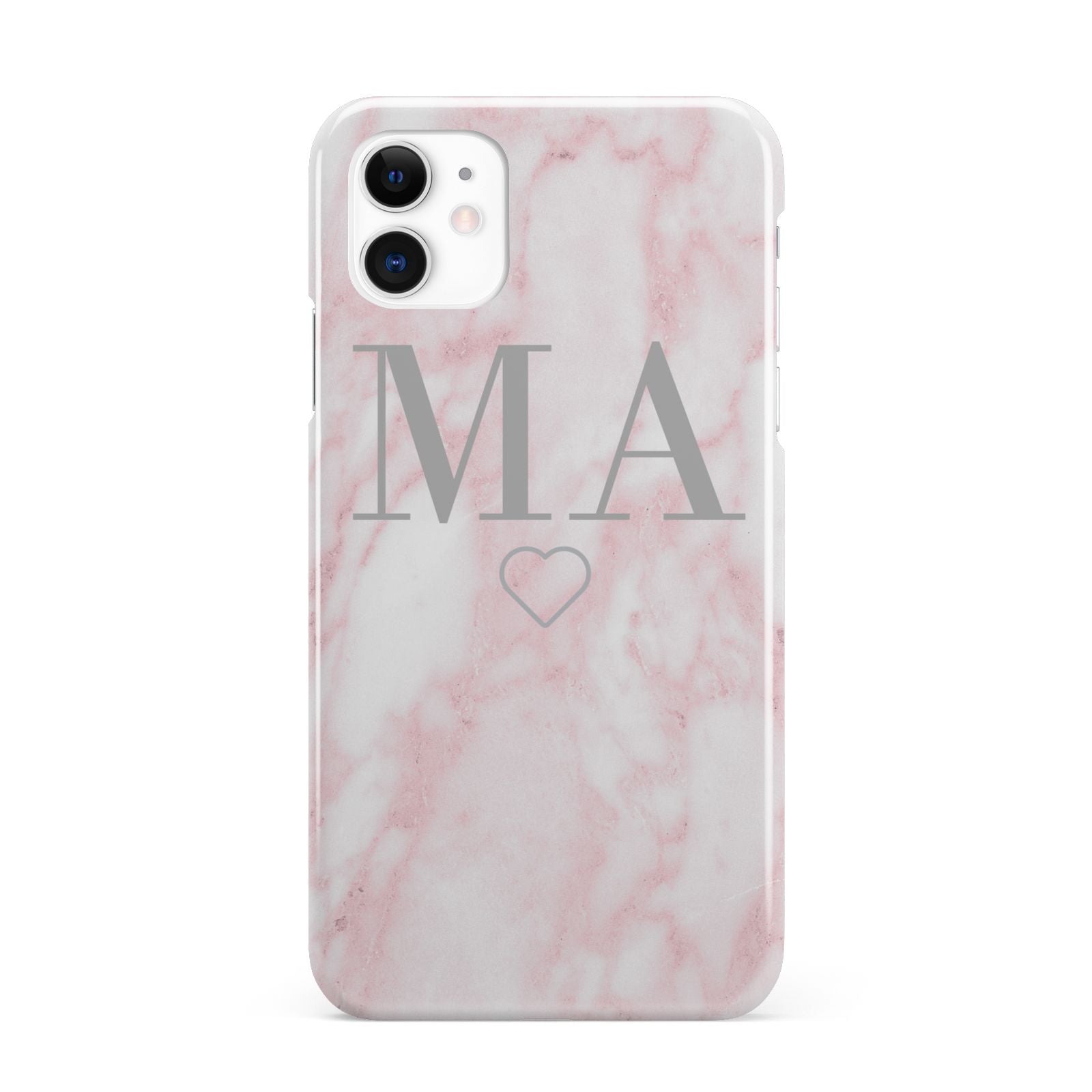 Personalised Blush Marble Initials iPhone 11 3D Snap Case