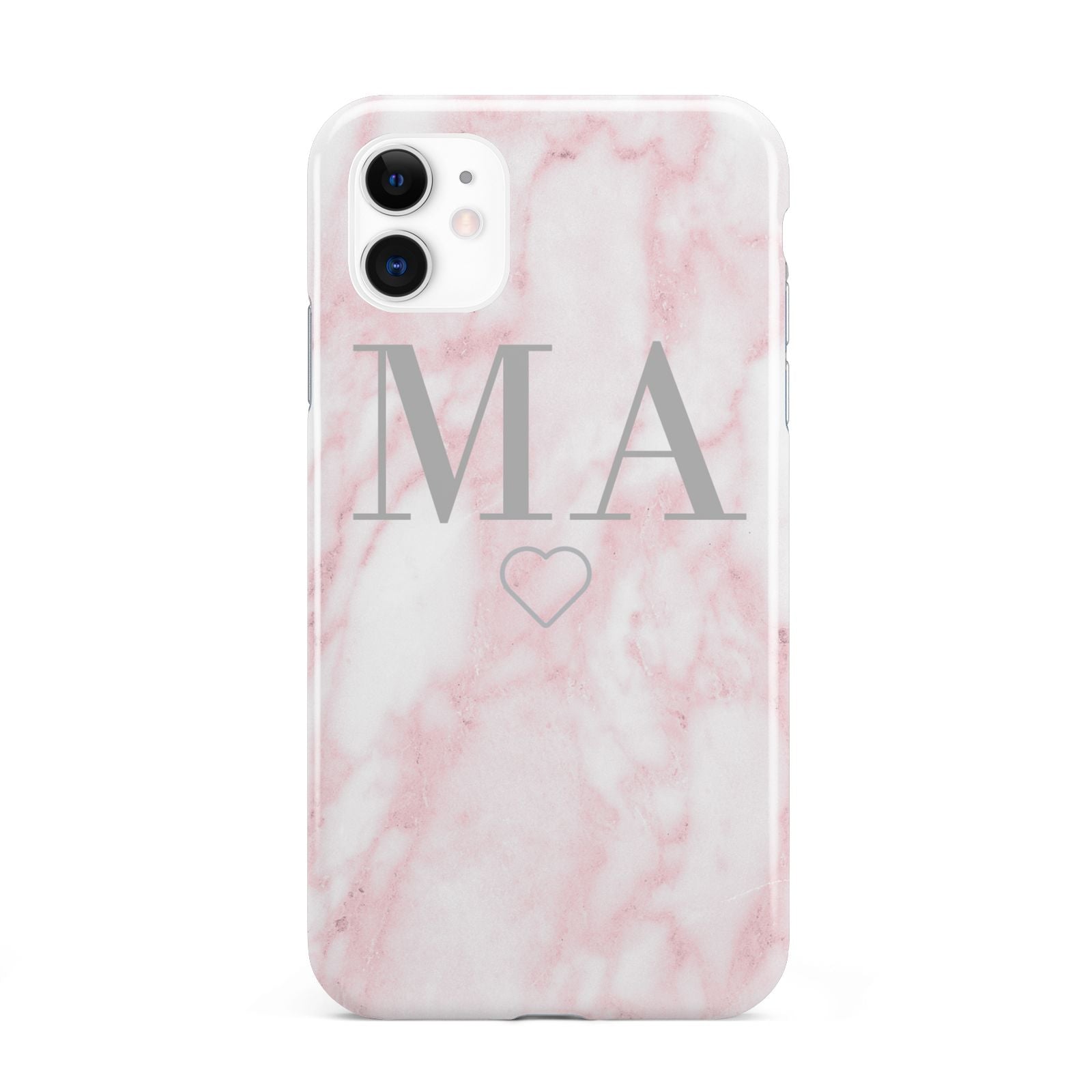 Personalised Blush Marble Initials iPhone 11 3D Tough Case