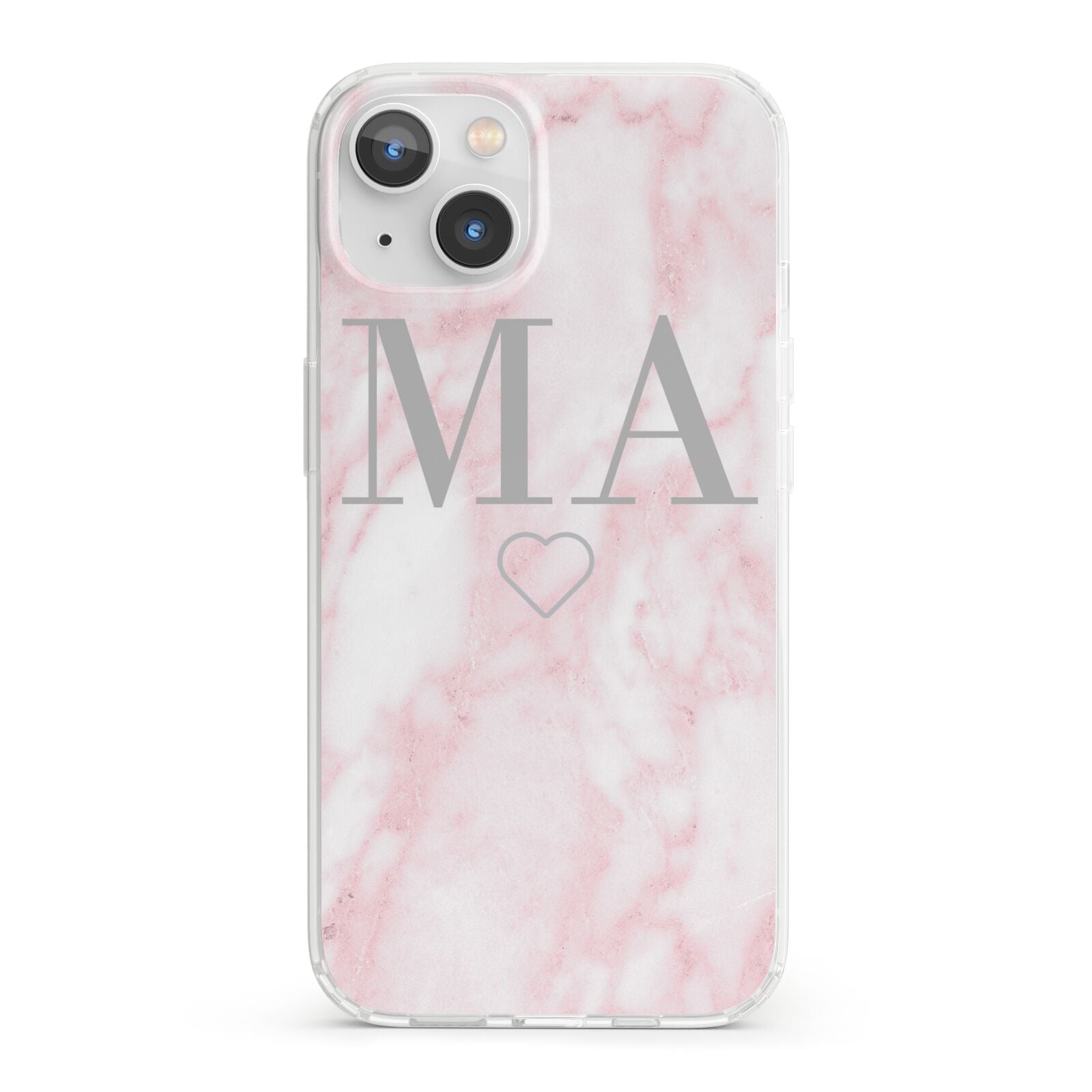 Personalised Blush Marble Initials iPhone 13 Clear Bumper Case