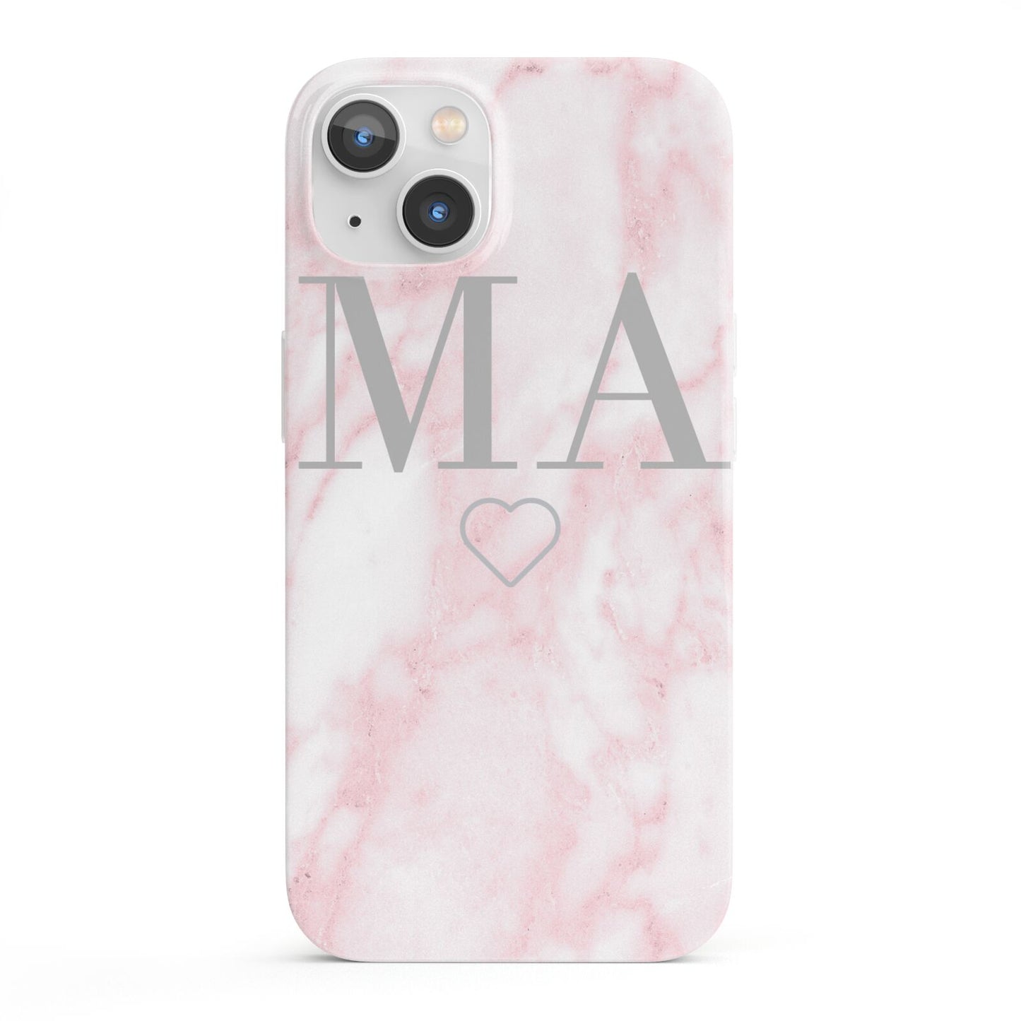 Personalised Blush Marble Initials iPhone 13 Full Wrap 3D Snap Case