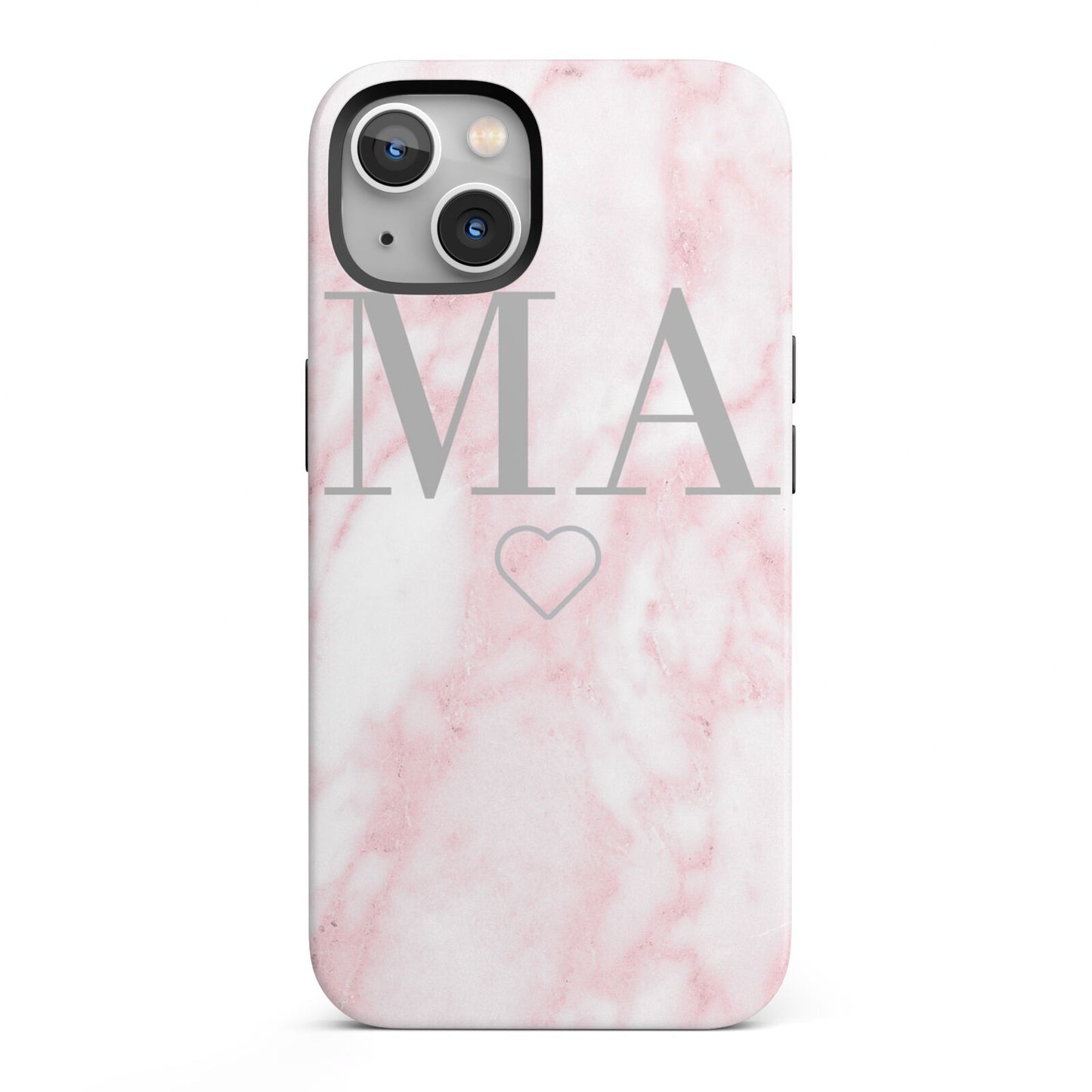Personalised Blush Marble Initials iPhone 13 Full Wrap 3D Tough Case