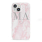 Personalised Blush Marble Initials iPhone 13 Mini Clear Bumper Case