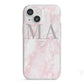 Personalised Blush Marble Initials iPhone 13 Mini TPU Impact Case with White Edges