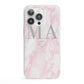Personalised Blush Marble Initials iPhone 13 Pro Clear Bumper Case