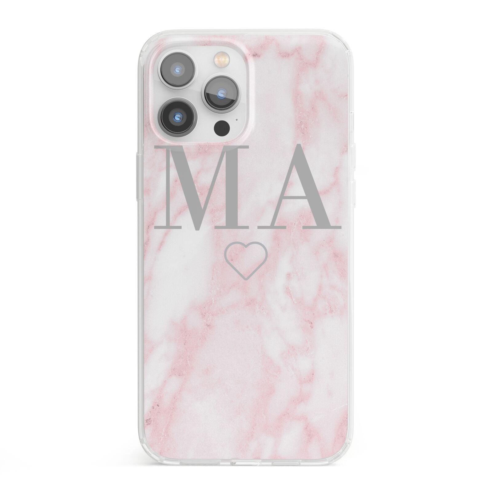 Personalised Blush Marble Initials iPhone 13 Pro Max Clear Bumper Case