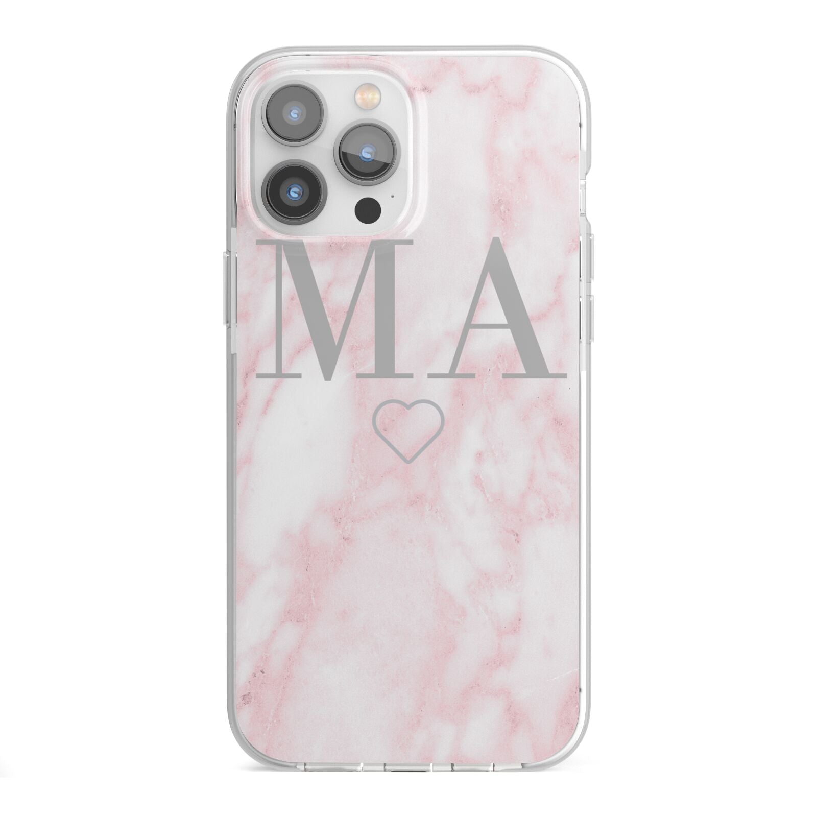 Personalised Blush Marble Initials iPhone 13 Pro Max TPU Impact Case with White Edges