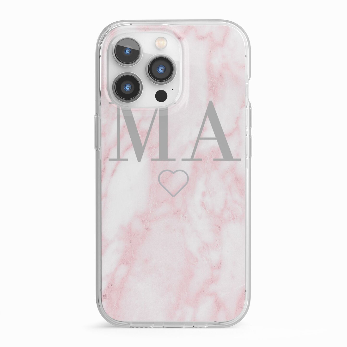 Personalised Blush Marble Initials iPhone 13 Pro TPU Impact Case with White Edges