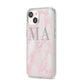 Personalised Blush Marble Initials iPhone 14 Clear Tough Case Starlight Angled Image