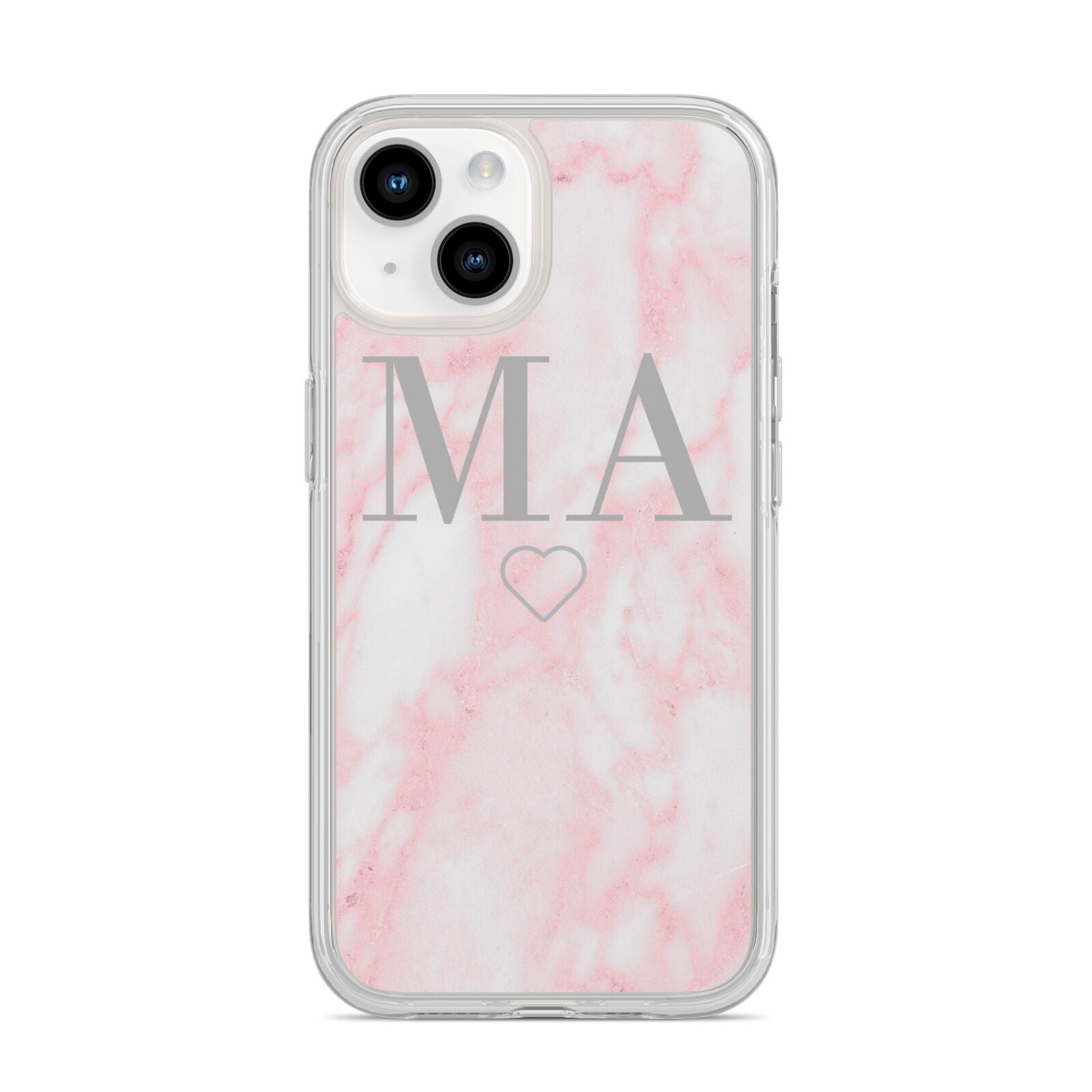 Personalised Blush Marble Initials iPhone 14 Clear Tough Case Starlight