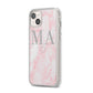 Personalised Blush Marble Initials iPhone 14 Plus Clear Tough Case Starlight Angled Image