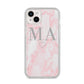 Personalised Blush Marble Initials iPhone 14 Plus Glitter Tough Case Starlight