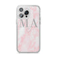 Personalised Blush Marble Initials iPhone 14 Pro Max Clear Tough Case Silver