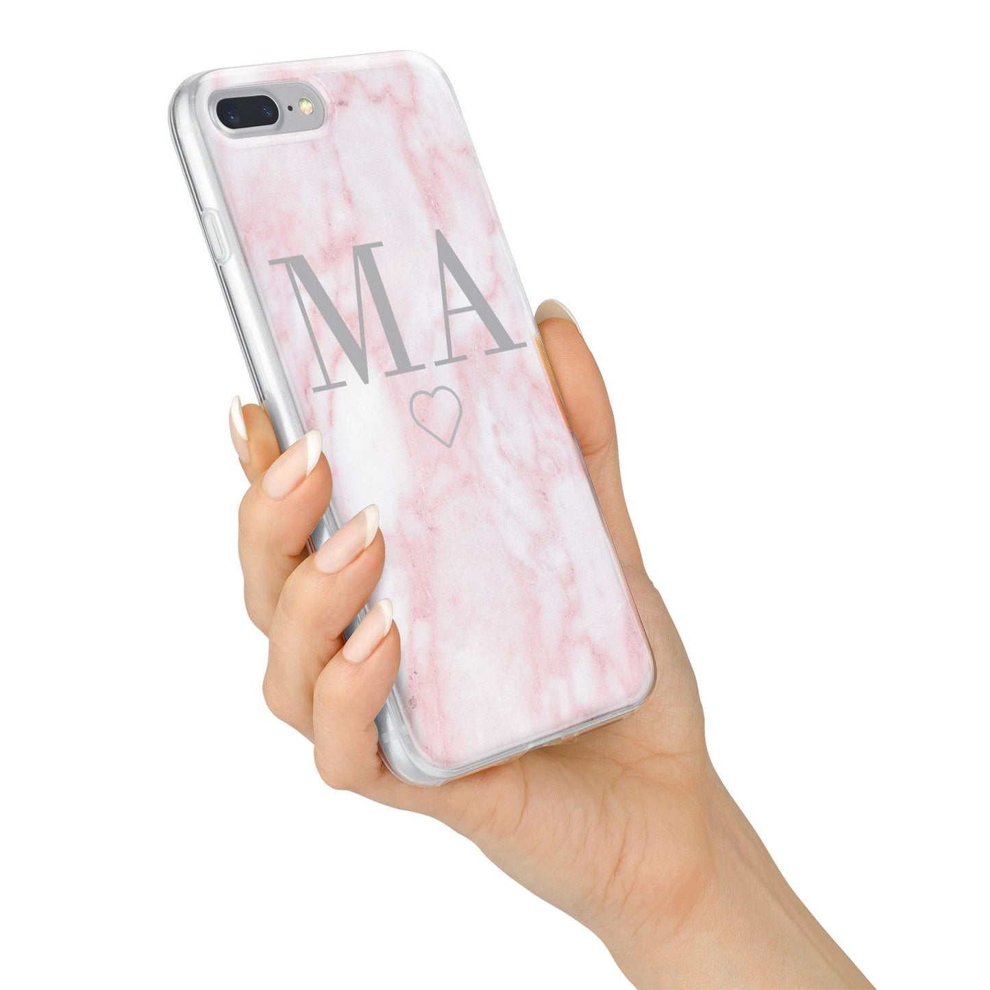 Personalised Blush Marble Initials iPhone 7 Plus Bumper Case on Silver iPhone Alternative Image