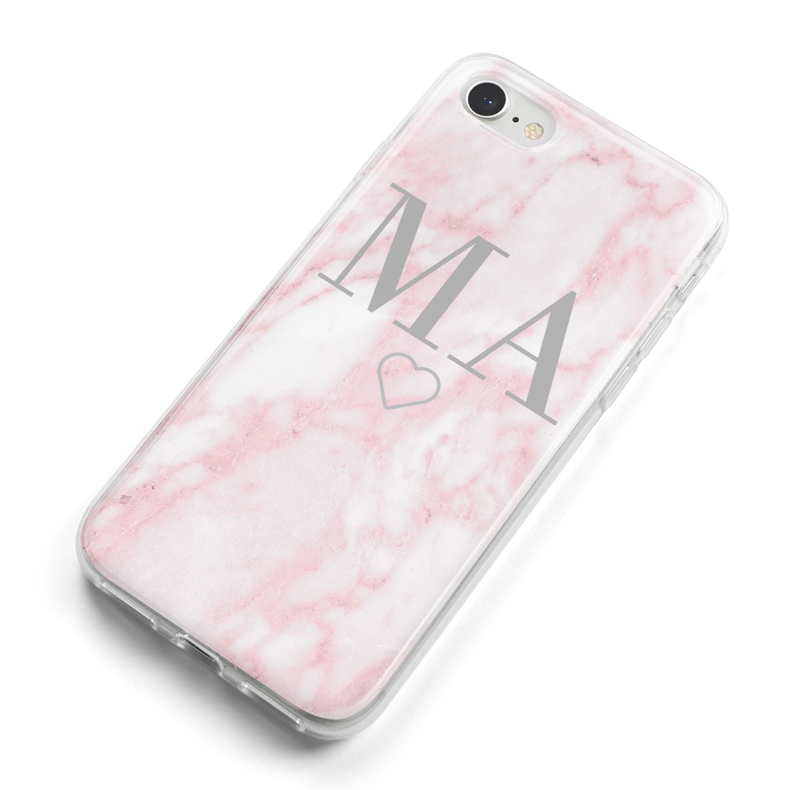Personalised Blush Marble Initials iPhone 8 Bumper Case on Silver iPhone Alternative Image