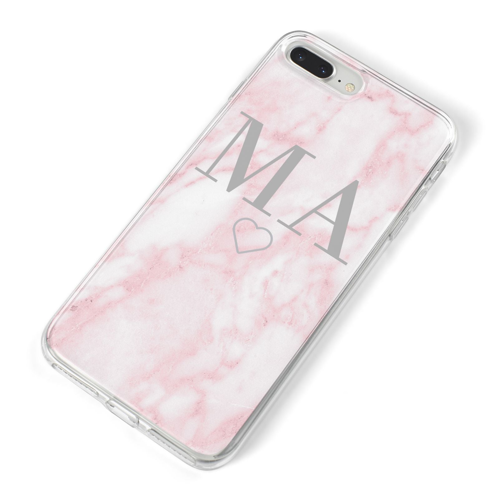 Personalised Blush Marble Initials iPhone 8 Plus Bumper Case on Silver iPhone Alternative Image
