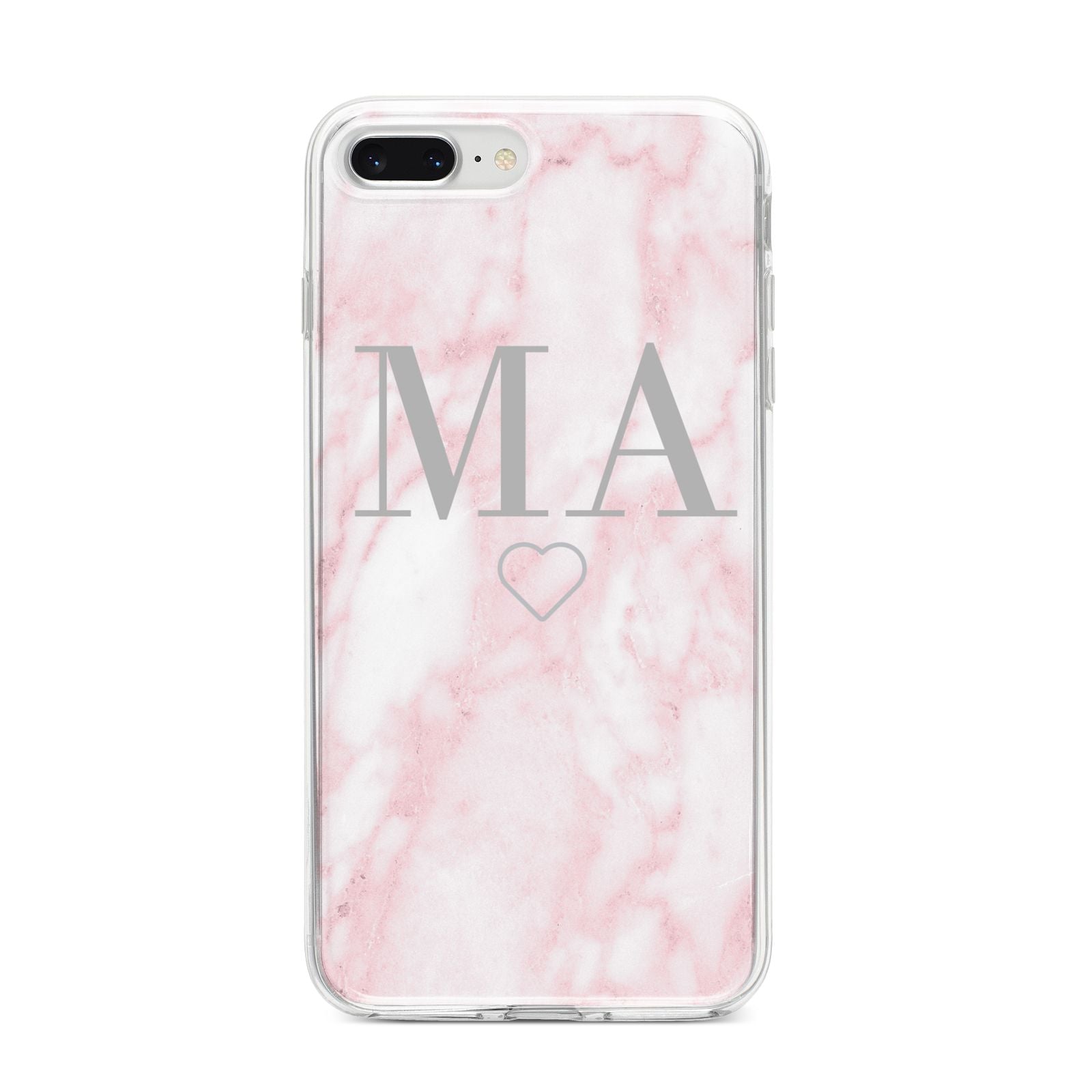 Personalised Blush Marble Initials iPhone 8 Plus Bumper Case on Silver iPhone