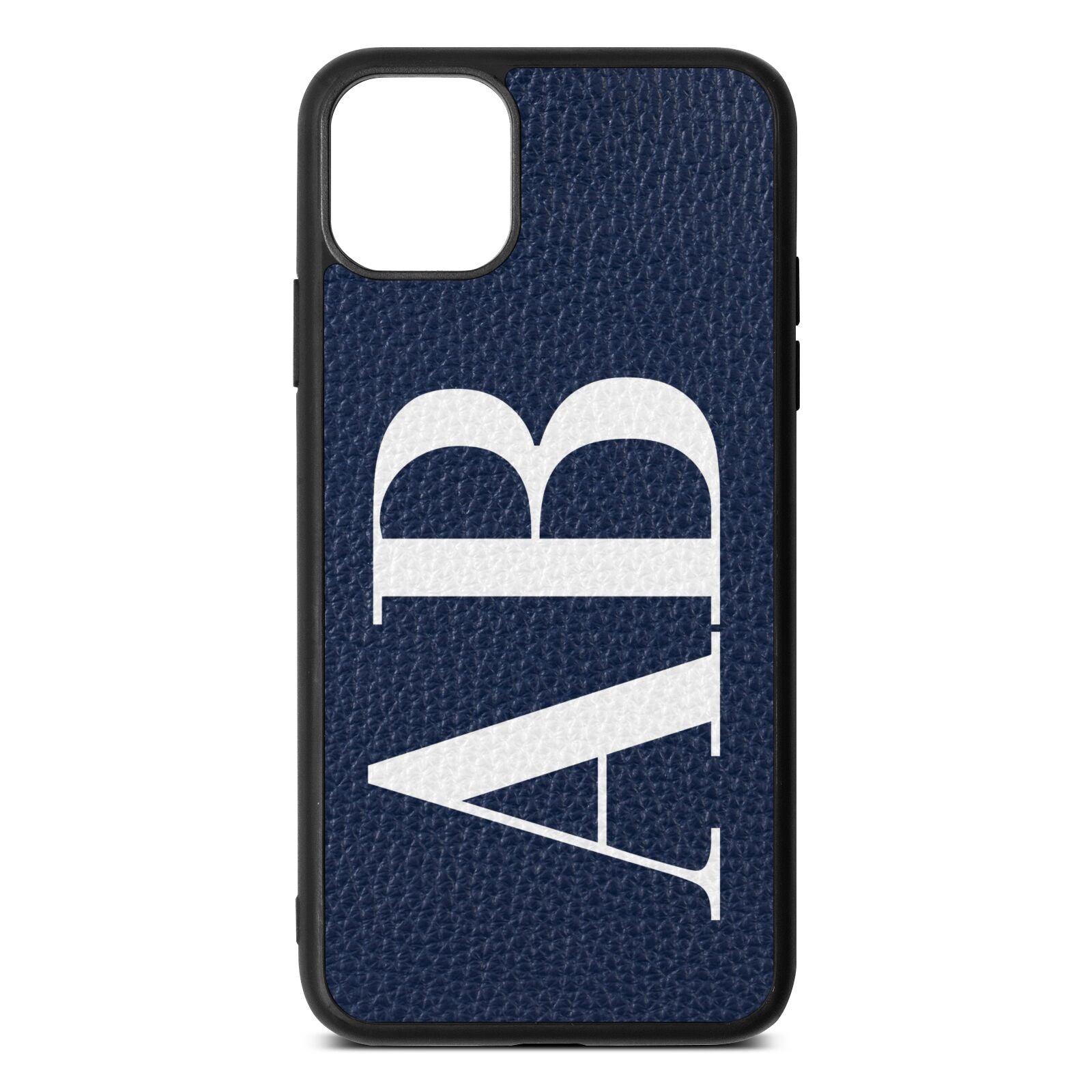 Personalised Bold Font Navy Blue Pebble Leather iPhone 11 Pro Max Case