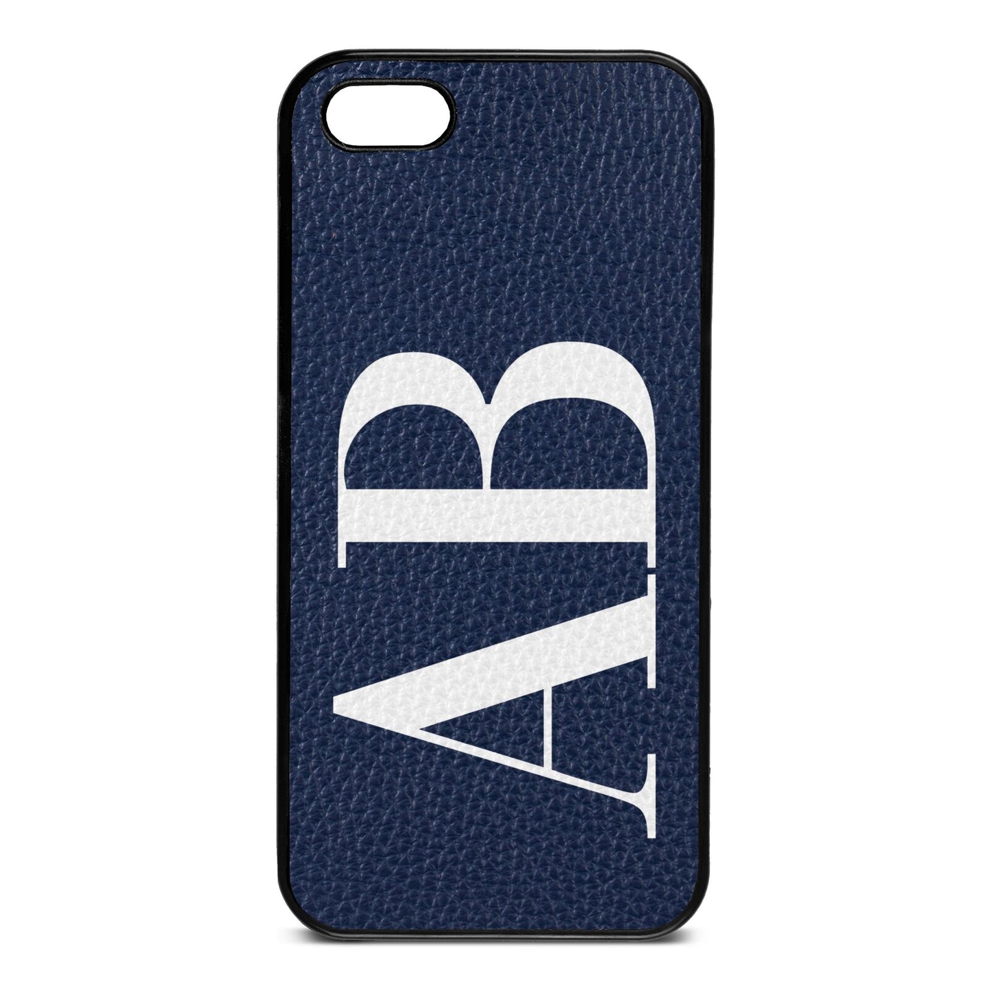 Personalised Bold Font Navy Blue Pebble Leather iPhone 5 Case