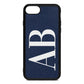 Personalised Bold Font Navy Blue Pebble Leather iPhone 8 Case