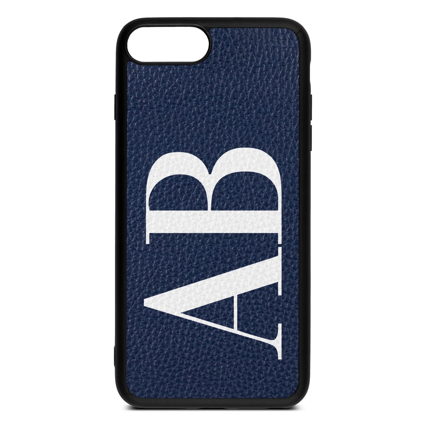 Personalised Bold Font Navy Blue Pebble Leather iPhone 8 Plus Case