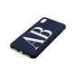 Personalised Bold Font Navy Blue Pebble Leather iPhone Xs Max Case Side Image