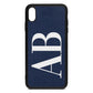 Personalised Bold Font Navy Blue Pebble Leather iPhone Xs Max Case