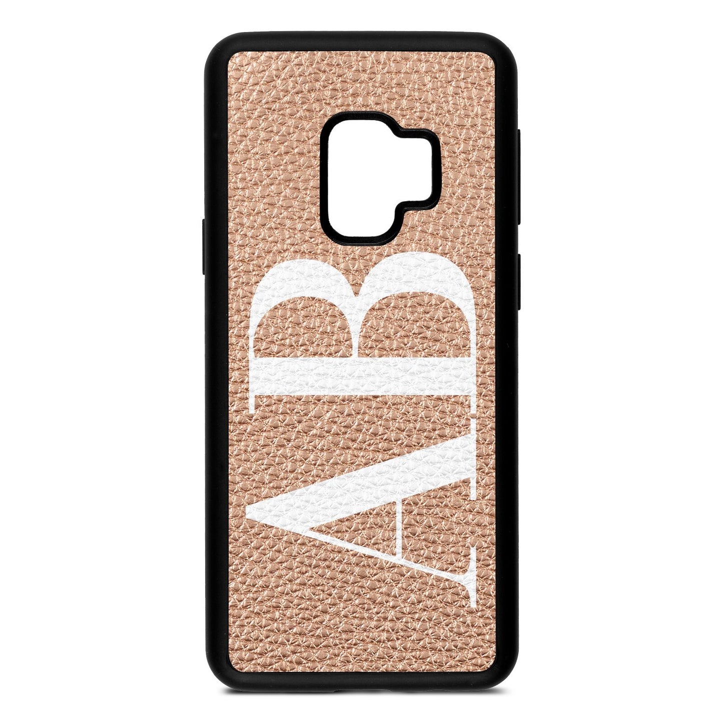 Personalised Bold Font Rose Gold Pebble Leather Samsung S9 Case